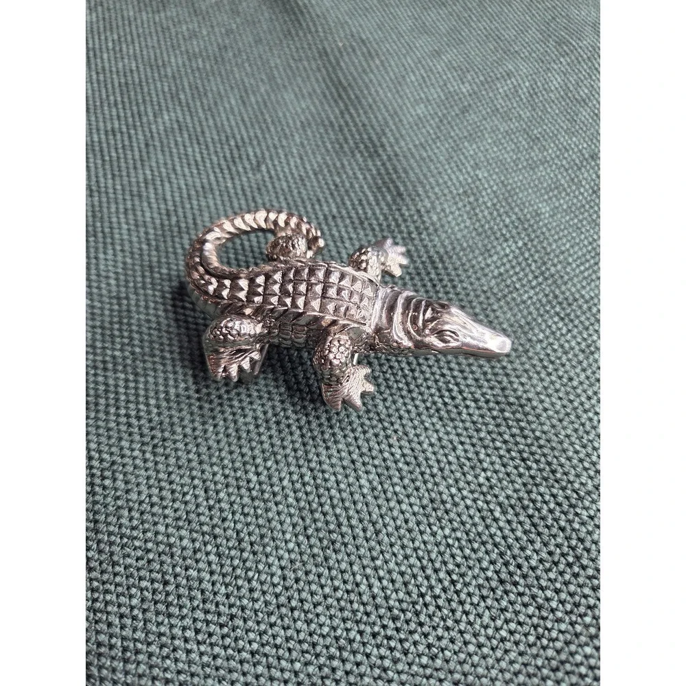 Terry Stack Artisan Alligator Belt Buckle Silver Women's 1.5in New